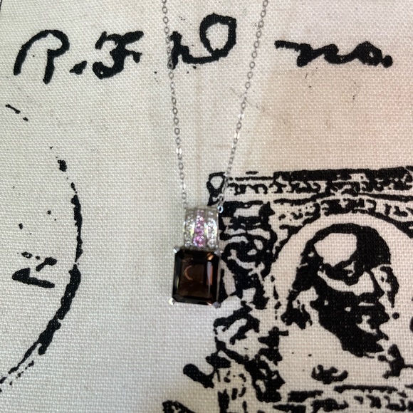 Brazilian Smoky Quartz accented with Pink Sapphire and White Topaz 20in Necklace - Picture 4 of 7